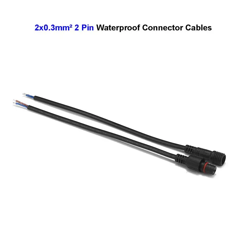 

2 Core Waterproof Connector Cable 0.3mm2 Plug Wires For 2835 5050 LED Modules Outdoor Light Project Lamp Bulb Battery Pack Case