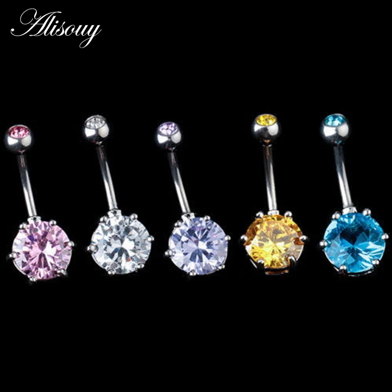 

Alisouy 1pc Fashion Sexy Factory Price Anti Allergy Simple Titanium Crystal Earrings Ear Nail Belly Button Rings Navel Piercing