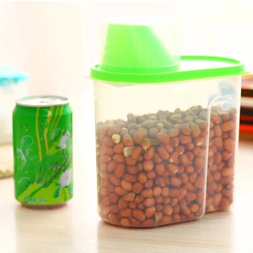 

Kitchen Food Cereal Grain Bean Rice Plastic Storage Container Box Transparent Grain Storage Tank