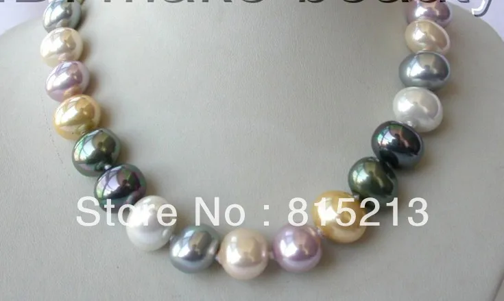 

ddh00279 stunning big 15mm baroque multicolor south sea shell pearl necklace