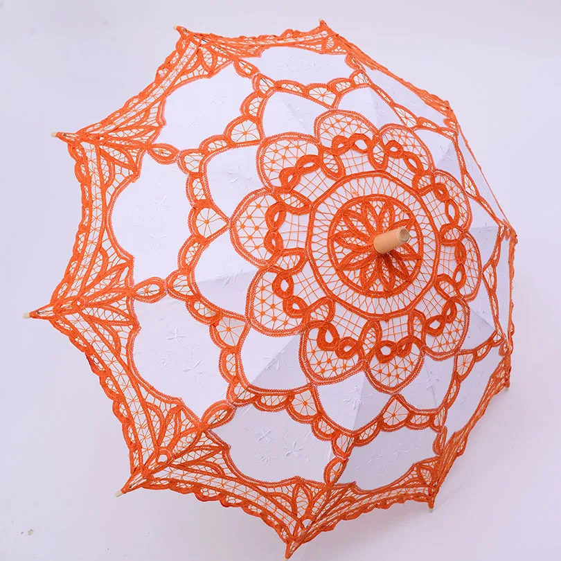 QUNYINGXIU ремесло кружева зонтик оранжевый цвет классический хлопок фотографии зонты-трости Восточная Азия стиль Зонт с вышивкой