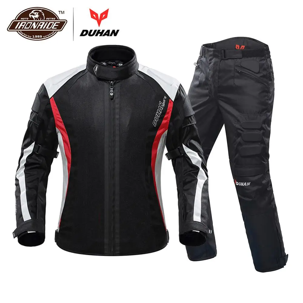 

DUHAN Motorcycle Summer Jacket Motorcycle Jacket Men Body Armor Breathable Chaqueta Moto Motorcycle Pants Motorcycle Suit