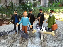 6pcs /lot The Adventures of Tintin tintin PROFESSOR Dupont Milou Captain Haddock 3'' PVC Action Figure Collections the adventures of tintin the shooting star