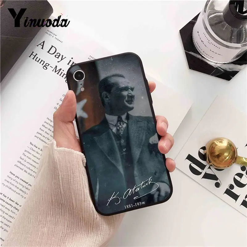 Yinuoda Турция Мустафа Kemal Ataturk ТПУ мягкий силиконовый черный чехол для iPhone 8 7 6 s плюс 5 5S SE XR X XS MAX Coque в виде ракушки