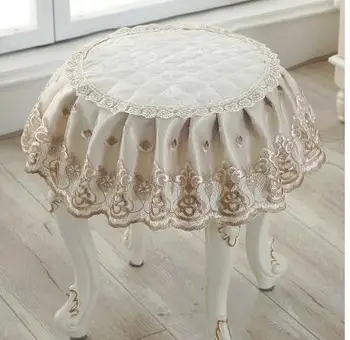 

paisley pattern round stool cover household pastoral lace frill chair cover