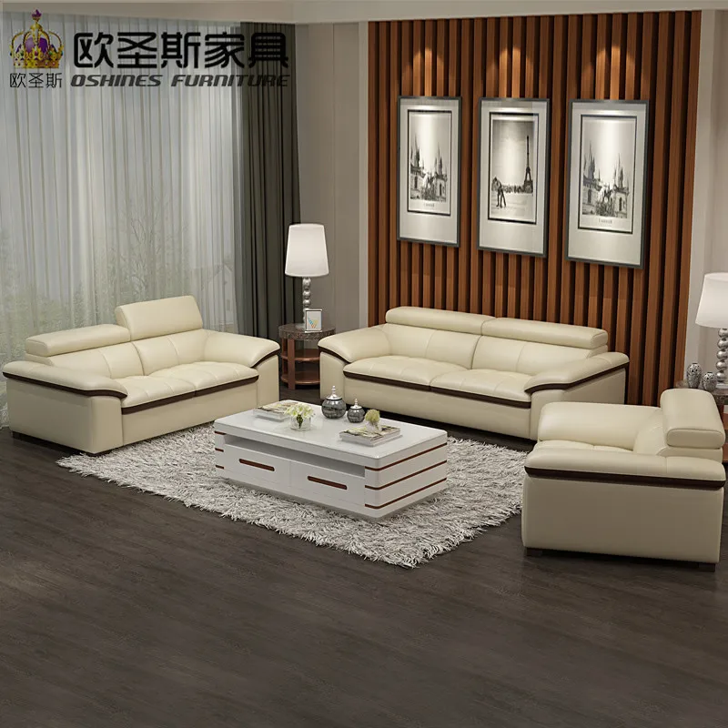 cheap 2019 New Design Italy Modern Leather Sofa Soft Comfortable Livingroom Genuine Leather Sofa Real Leather Sofa Set 321 Seat 665A