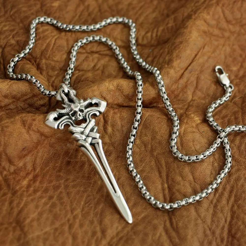 

925 Sterling Silver Huge Devil Cross Pendant Mens Biker Punk TA93A