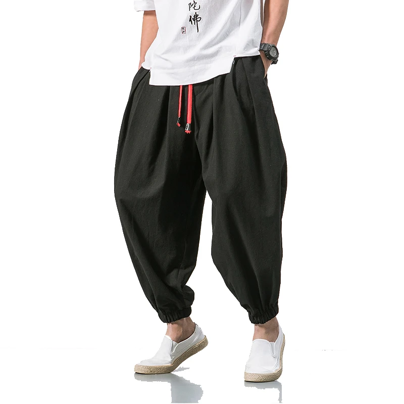 2020 Summer Style Harem Pants Men Chinese Style Casual Loose Cotton Linen Sweatpants Jogger Pants Streetwear Trousers ABZ397 2020 Summer Style Harem Pants Men Chinese Style Casual Loose Cotton Linen Sweatpants Jogger Pants Streetwear Trousers ABZ397