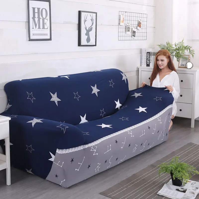 1/2/3/4 Seater Polyester Korean Style Sofa Cover All-inclusive Elastic Couch Cover for Living Room Print Sofa Slipcover