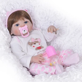

Bebes Reborn silicone baby dolls lifelike newborn girl can bathe child gift boneca reborn 22inch 55cm