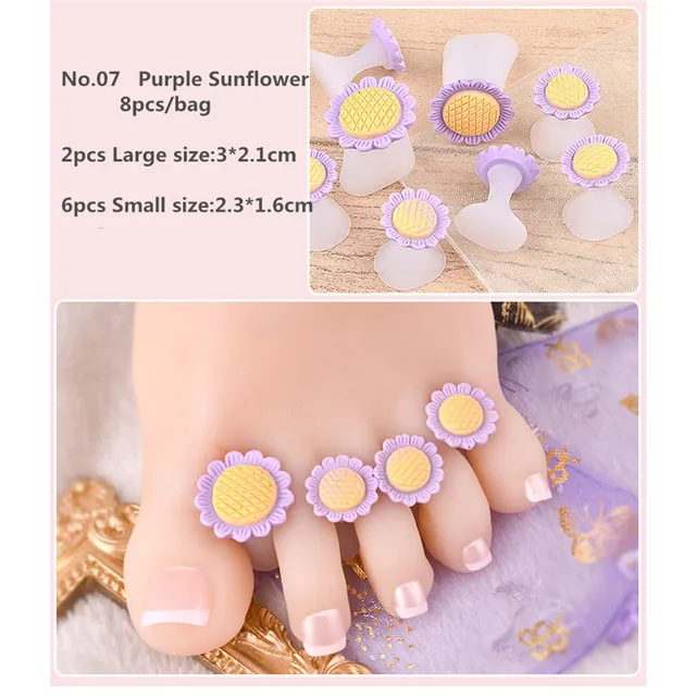 8pcs Toe Separator Silicone Foot Nail Art Tools Pedicure Nails Painting