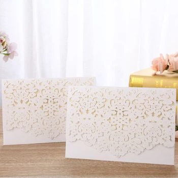 

1pcs White Laser Cut Luxury Flora Wedding Invitations Card Elegant Lace Customize With Envelopes Wedding Party Favor Decoration