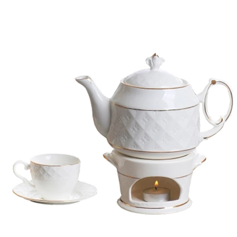 

Nordic pastoral ceramic flower teapot heating large capacity coffee pot heat-resistant tea time coffee cup and saucer gift