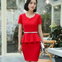 Новая Элегантная Женская юбка костюм модный летний формальный v-образный вырез подол оборки Тонкий Блейзер и юбка офисные женские большие размеры Рабочая одежда