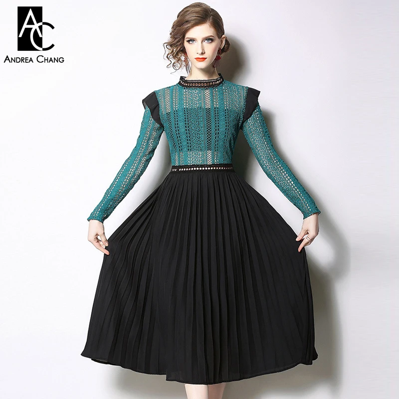 green top black skirt