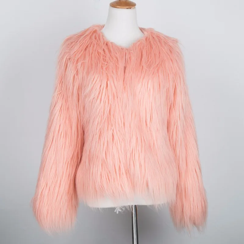 Faroonee, Женское пальто из искусственного меха, высококачественное, для женщин, мохнатое пальто, с длинным рукавом, пушистое, из искусственного меха, для женщин, размера плюс, меховая верхняя одежда