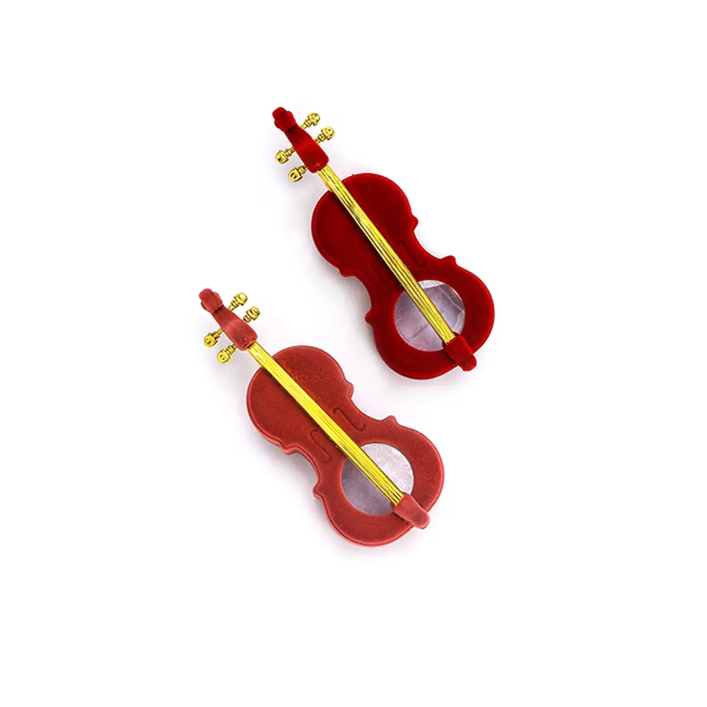 

Fashion Jewelry Storage Box Velvet Violin Shape Ring Jewelry Box for Woman Earring Pendant Necklace Case Gift Package