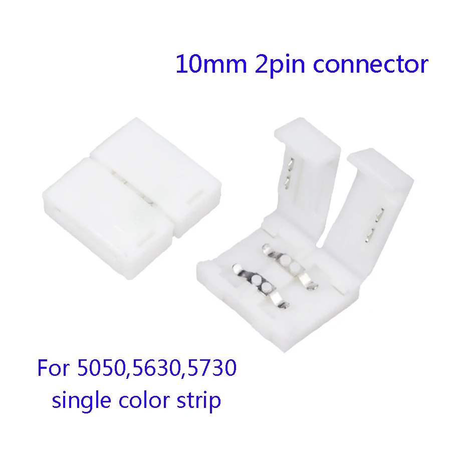 10mm 2pin LED strip connector for 5050,5630,5730 single color led
