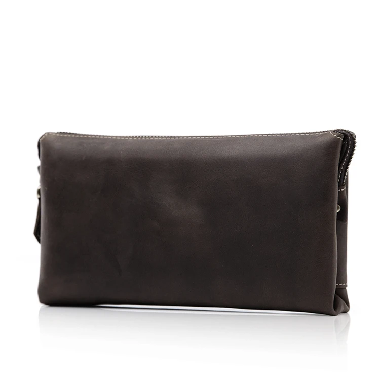 

Hot Fashion Men's Crazy Horse Genuine Leather Wrist Vintage Clutch Handbag Phone Holder Wallet Checkbook Organizer S6002