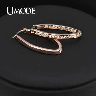 UMODE Овальные серьги кольца с покрытием из розового золота 18к украшенное