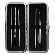 Breett высококачественные спиральные инструменты для чистки ушей из нержавеющей стали, пять комплектов