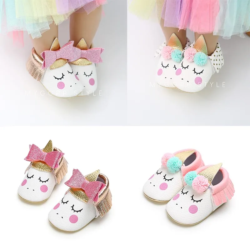 Baby Boys Girls Shoes Soft Sole PU Leather Cartoon Slippers Infant Toddler Prewalker Moccasins Crib First Walkers Shoes