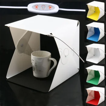 

20*20cm 8 Mini Folding Studio Diffuse Soft Box Lightbox With LED Light Black White Photography Background Photo Studio box