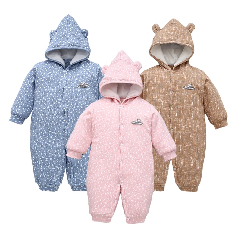 New Baby Boy Girl Warm Cute Bear Romper Jumpsuit Bodysuit Hooded Clothes