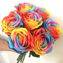 Новая ручная работа шелковая ленточная Роза Радужный цвет Сатиновые розы/украшение на свадьбу цветы де мариаж ленточная брошь украшение дома
