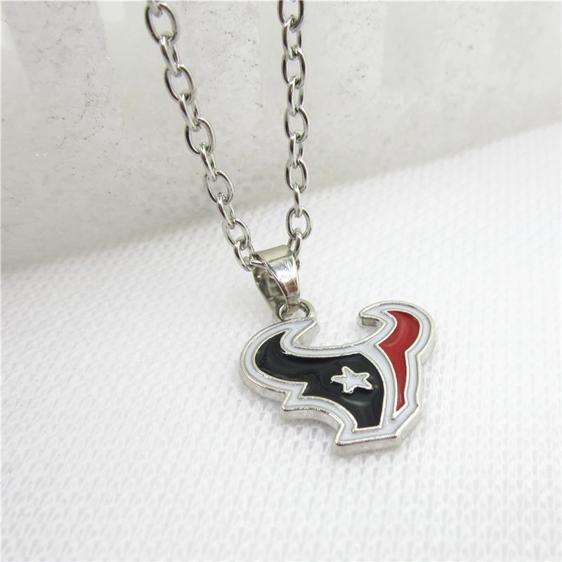 10pcs/lot Football Fan Texans Necklace Pendants With 50cm Chain US