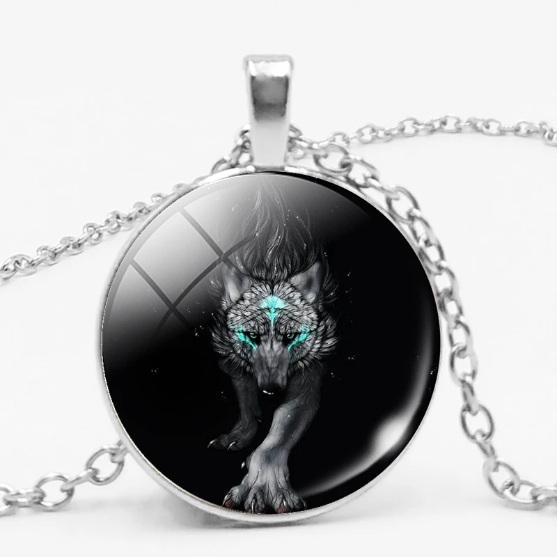 Готическое индивидуальное ожерелье Готическая Нимфа нордическая виккан из муранского стекла волк кабошон темное ожерелье со стеклянной подвеской ожерелье детские ювелирные изделия