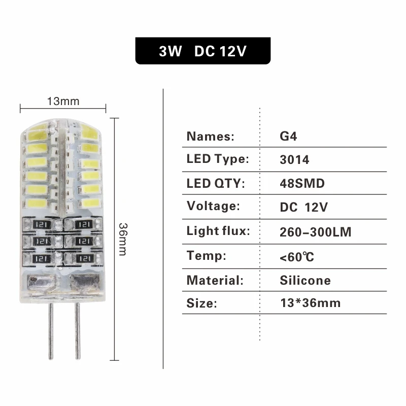 G4 светодиодный 1 Вт 2 Вт 3 Вт 4 Вт 5 Вт AC DC 12 В 220 В Заменяет 10 Вт 20 Вт 30 Вт 40 Вт галогенный светильник 360 Угол луча Рождественский светодиодный светильник - Испускаемый цвет: 3W DC12V
