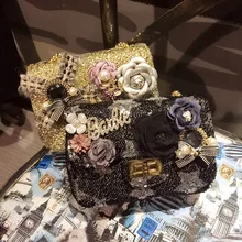 Hot Fashion Damen Handtaschen Berühmten Designer Blumen Pailletten Flap Bag Kette Mini Hochwertige Crossbody Taschen Für Frauen Handtaschen