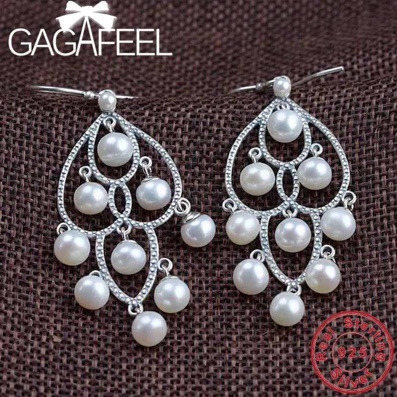 Женские длинные серьги GAGAFEEL из стерлингового серебра 925 пробы с натуральным