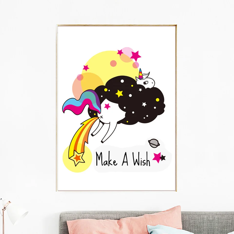Cartoon-Unicorn-Mermaid-Rainbow-nube-estrella-Wall-Art-pintura-lienzo-n-rdico-carteles-e-impresiones-im (1)