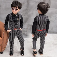 Новинка г. детский костюм костюмы для маленьких мальчиков блейзер для детей нарядный костюм для свадебной вечеринки для мальчиков комплект одежды для мальчиков детский жилет+ штаны 2 предмета в комплекте 3–8 лет