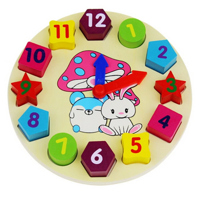 1 Set Of Mathematics Wooden Block Clock Toy 12 Number Children Education Toys Gift Digital