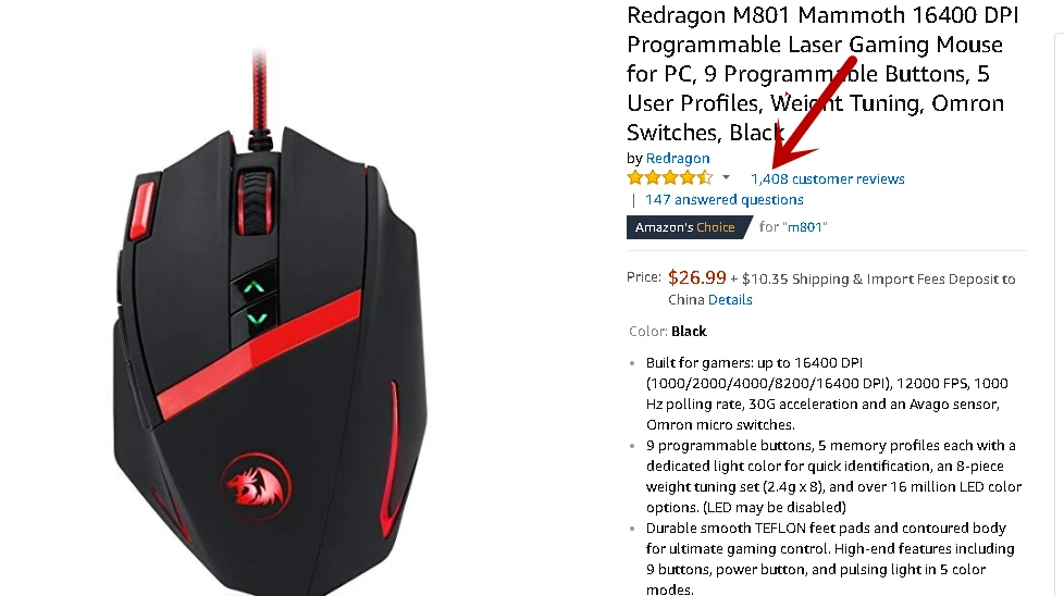 Redragon M801 Мамонт игровая мышь USB Проводная 5 профилей пользователя 9 программируемых кнопок 16400 dpi большие мыши для геймера ПК