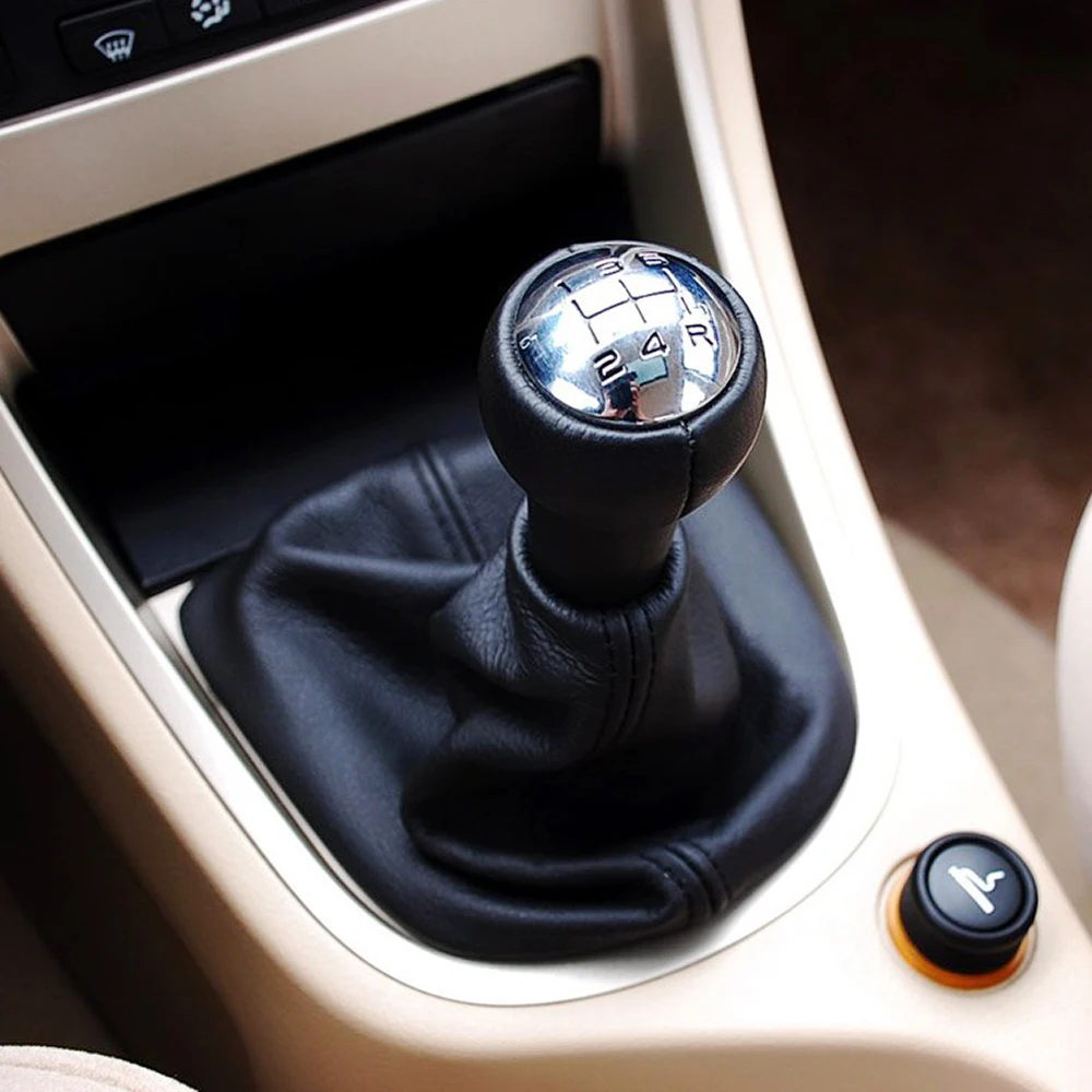

New 5 Speed Car Gear Shift Knob With pu Leather Boot And Chrome Top Cap For Peugeot 207 307 308 406