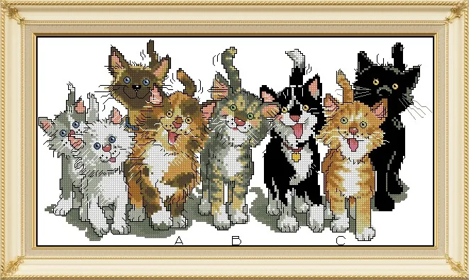 

Needlework 11ct/14ct DIY Cross stitch,kit For Embroidery set,The Eight Kitty Cat pattern Count Cross-Stitch Home Wall Decor