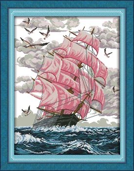 

Sail Away Dmc Embroidery Floss Kits For Embroidery Printed Cross Stitch Needlework Set Wall Decoration Needlework Patterns