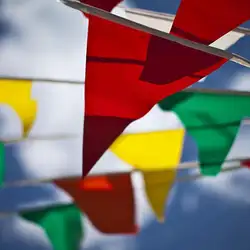 38 м Черлидинг треугольный флаг флажок для фестиваля строка баннер красочные праздничный Декор помпон