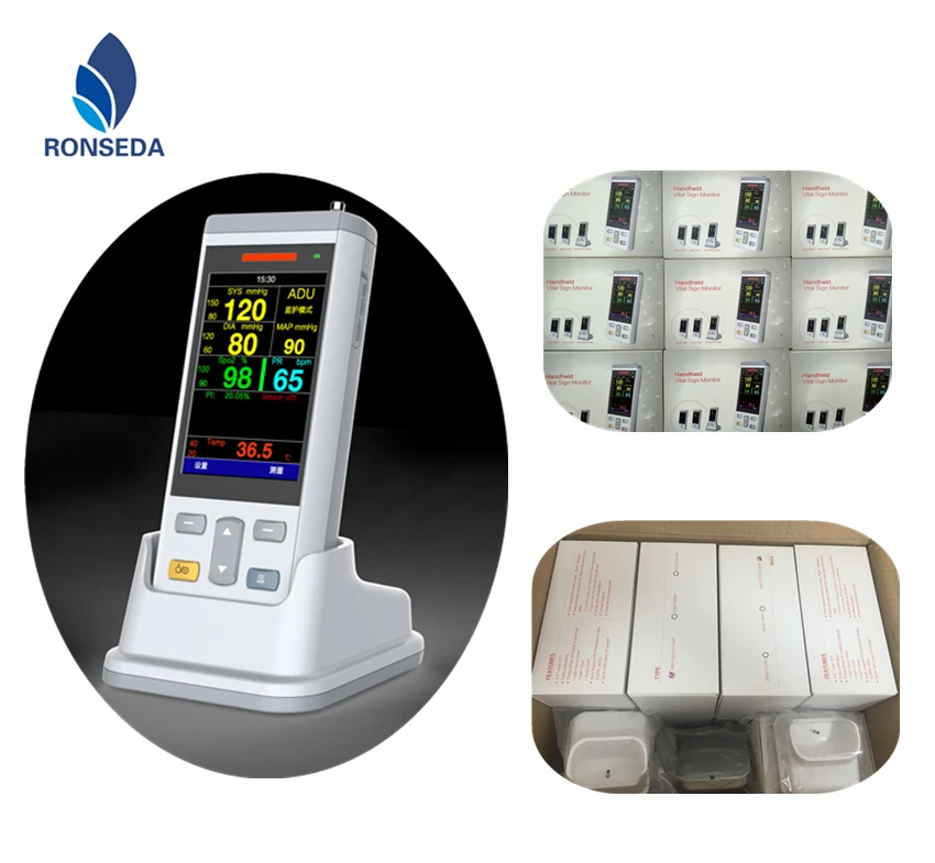 Маленький и изысканный портативный 3,5 дюймовый монитор с жизненным знаком монитор пациента с Spo2, TEMP, NIBP 3 параметрами