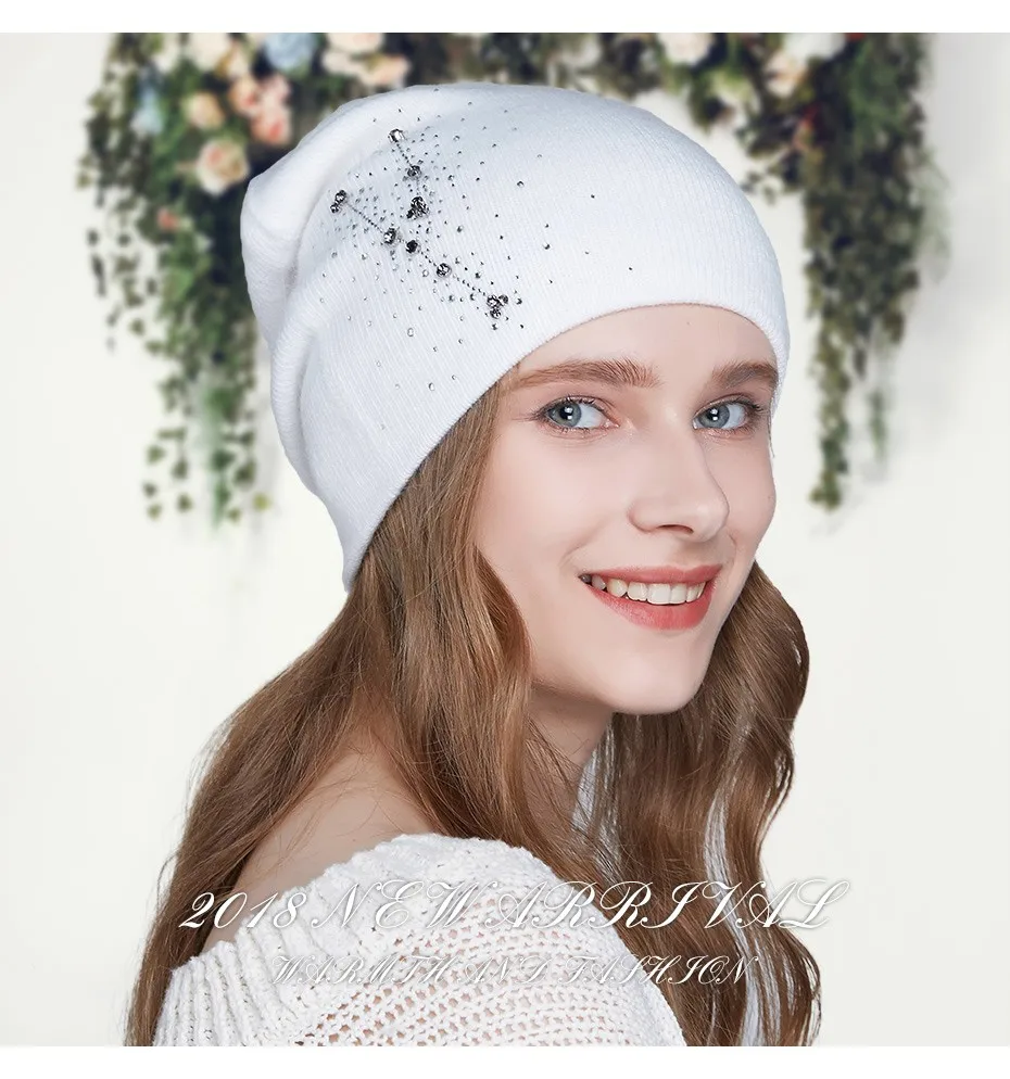 ENJOYFUR Wool Hat для зимние Для женщин мягкие теплые вязаные шапки для девочек двойной Слои женские шапочки Шапки
