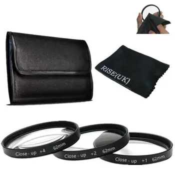 

62mm Macro Close Up Lens filter +1+2+4 Filter Kit 62mm for canon nikon sony pentax dslr camera