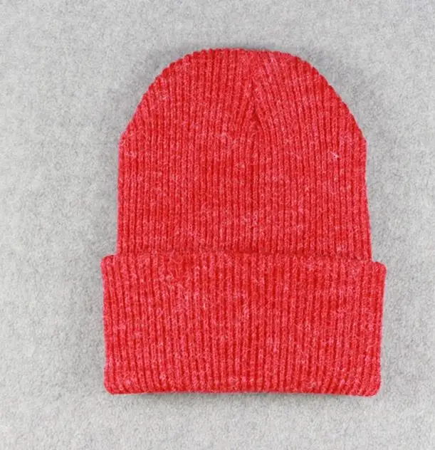 Зимняя шерстяная мягкая теплая вязаная шапка для мужчин и женщин, шапка с черепом, лыжная шапка Gorro, модная теплая плотная эластичная вязаная шапочка - Цвет: Красный
