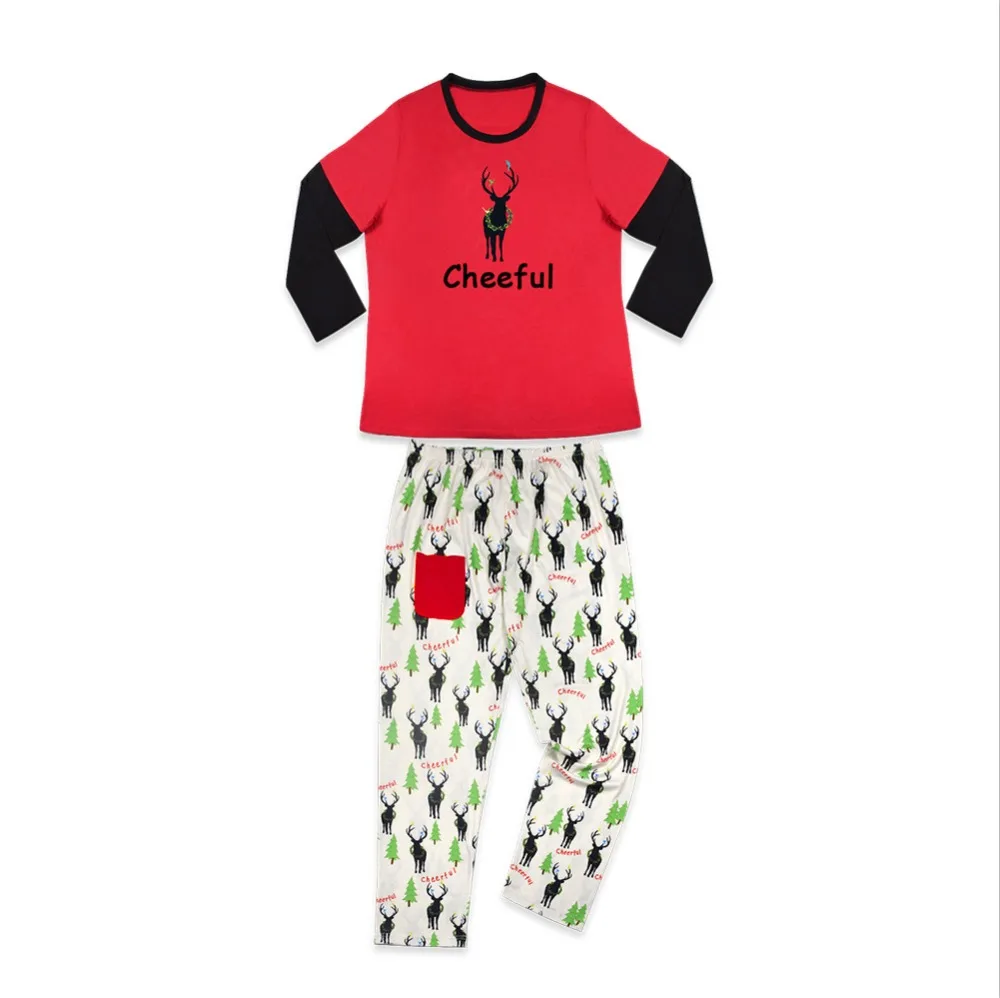 Пижамный комплект на год и Рождество; Семейные комплекты с оленем; одежда для папы, мамы и дочери; одежда для сна с рисунком; домашняя одежда