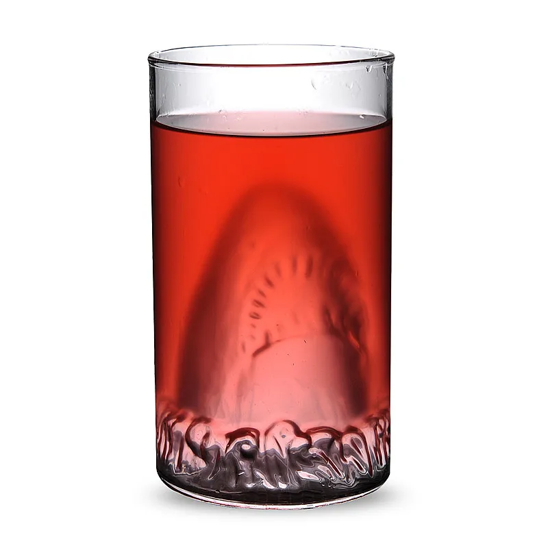 Креативная стеклянная чашка с двойными стенками "Акулья" 350 мл, пивная стеклянная чашка es Bar, чаша для шампанского, водки, виски, стеклянная кружка