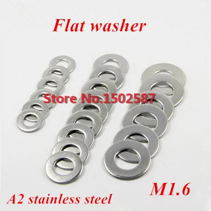 

100 Pieces DIN 125 Flat Washer M1.6 A2-70 Stainless Steel SS304 M1.6*4 Thickness 0.3mm