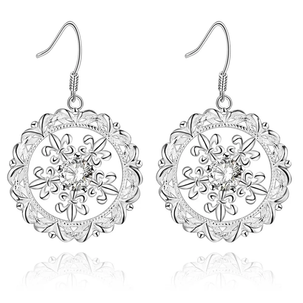 

charming shiny zircon flower high quality Silver Earrings for women fashion jewelry earrings /QKAREYTO OXGMEBDV